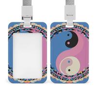Yin Yang Pattern Badge Holder Hard Plastic Card Case Protector Pouch Name Key Card Holder Case for Office ID Credit Cards and Proximity Key Cards