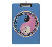 Yin Yang Pattern Clipboard, A4 Acrylic Clipboard with Hanging Hole, Ultra-Light Clip Board - Holds 100 Sheets, Shatterproof Document Holder for Office, 12.5" X 8.5"