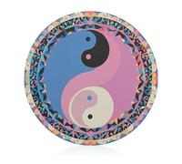 Yin Yang Pattern Cutting Board for Restaurant, Tempered Glass Cutting Board for Kitchen, Round Countertop Board, Non-Slip Vegetable Cutting Boards for Hotel, 7.9 Inch