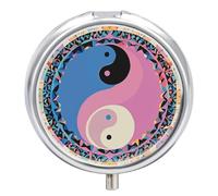 Yin Yang Pattern Pill Box Round Portable Small Pill Case Waterproof Travel Pill Box Organizer for Pocket Purse and Daily Convenience