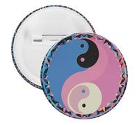 Yin Yang Pattern Tinplate Badge Personalized Round Brooch Large Craft Button Suitable for Teachers, Nurses, Doctors, Staff, Party Gift Accessories, 5PCS, Plastic, plastics