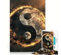 Yin Yang Peace Symbol Jigsaw for Adults1000 Pieces Mind Boost Game Seamless Fit Precise Pieces Relaxing Indoor Group Activity (38x52cm)