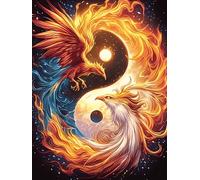 Yin-Yang Phoenix And Tiger 500 Piece Jigsaw Puzzle for Adults Wildlife Pet Jigsaw Family Road Trip Activity Vibrant Whimsical Design Great Gift for Travelers 500 PCS