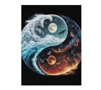Yin Yang Phoenix Art Print Themed Wooden Jigsaw Puzzle for Adults, 500 PCS | Shared puzzle challenge with screen-free home activity alone or together.