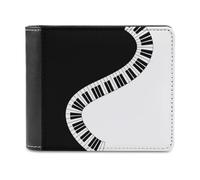 Yin Yang Piano Keys Men's Bifold Wallet Slim Cash Card Holder Leather Purse