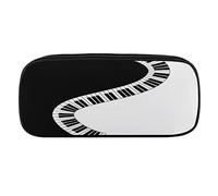 Yin Yang Piano Keys Pencil Pouches PU Leather Pen Case Portable Cosmetic Organizer Bag