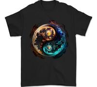 Yin Yang Planets Space Universe Astronomy Mens T-Shirt 100% Cotton Black M