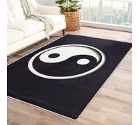 Yin Yang Rug - Black and White Rug, Asian Style Rugs for Living Room Bedroom, Washable Non Slip Soft Small Carpet, Patterned Area Rugs & Home Decor 40x60 cm