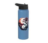 Yin Yang Sakura Tree Buddhism Taiji Tai Chi Zen Meditation Stainless Steel Insulated Water Bottle