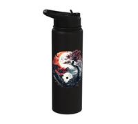 Yin Yang Sakura Tree Buddhism Taiji Tai Chi Zen Meditation Stainless Steel Insulated Water Bottle