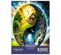 Yin Yang Seasons 1000pc Classic Jigsaw Puzzle Mystic Nature Harmony Jigsaw Puzzle Bundle Extra-Thick Cardboard Collector Mind Relaxation Travel Office Break Holiday 52x38cm/1000pcs