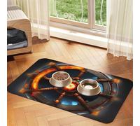 Yin Yang Shield Pet Water Absorbent Faux Leather Feeding Mat 40x60cm Non Slip Durable Mat for Cat and Dog Bowls