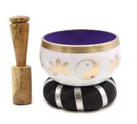 Yin & Yang Singing Bowl Set- White/Purple 10.7cm