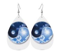 Yin Yang Sky Prints Leather Teardrop earrings Pendant Stylish and beautiful Lightweight Dangle for Women Girls