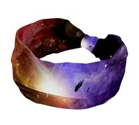Yin Yang Space Galaxy Starry Headbands for Women Girls, Wide Headband, Knotted Cross Turban Head Band, Non Slip Hairband for Yoga Workout Running