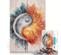 Yin Yang Sun And Moon Jigsaw Puzzles for Teenagers 1000 Mental Fun Game Clean Seamless Connection Engaging Way to Pass Free Hours (38x52cm)