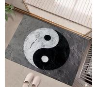 Yin Yang Symbol Door Mats 45 X 75 Cm, Minimalist Stylewashable Indoor Doormat Non-Slip, Dirt Trapper Front Door Mat Inside, Super Absorbent Entrance Rug For Entryway,Grey