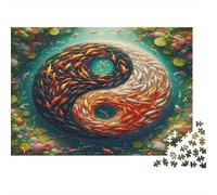 Yin Yang Symbol Jigsaw Puzzle Fish Art Adult Jigsaws 1000Pc Recycled Paper for Women Difficult Challenging Killing Time Present 75x50cm/1000pcs