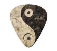 Yin_Yang_Symbol Print Guitar Picks 12-Pack - Assorted Thickness Picks (0.46 mm, 0.71 mm, 0.96 mm) with Storage Box & Assorted Unique Design for Acoustic, Electric, Bass, and Ukulele Players