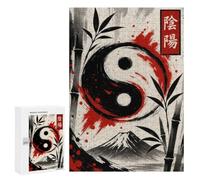 Yin Yang Symbol with Bamboo And Mountain, 300 PCS Adult Wooden Jigsaw, New Year Gift; for Shared Table Time