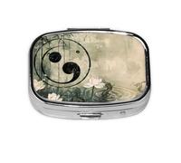 Yin Yang Symbol3_1 Square Mini Pill Case, Compact Metal Pocket Pill Box with 2 Compartments for Travel