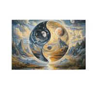 Yin-Yang Symbols With Cloud Mountains And Rivers 1000 Piece Jigsaw Puzzles For Adults Wooden Puzzles For Adults Gifts Home Decor