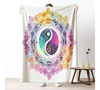 Yin Yang Tai Chi Couch Blanket 40x50 Inch, Bagua Mandala Throw Blanket for Bed Cozy Blankets, Meditation Chinese Style Fleece Blankets Warm Soft Lightweight for Fall Summer Spring Winter