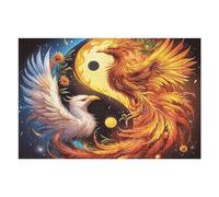 Yin Yang Tai Chi Double Phoenix 1000 Pieces Set Classic Jigsaw Puzzle Wildlife Couple Puzzle Partners Mind Relaxation Wall Decor Easter New Year Premium Cardboard 1000 PCS