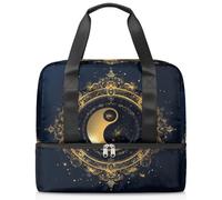 Yin Yang Tai Chi Sports Duffle Bag for Women Men Kirls Boys Girls 21 L Weekend Overnight Bags Wet Seperated Tote Bag for Travel Gym Yoga