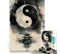 Yin Yang Temple Jigsaw 1000 Pieces for Adults Memory Fun Game Expert Cutting Craftsmanship Relaxing Indoor Group Activity (50x75cm)