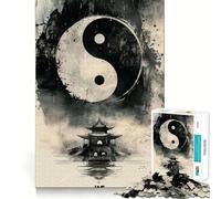 Yin Yang Temple Jigsaw Puzzle 1000 Piece Mental Fun Game No Gap Tight Fitting Design for Family Gatherings (38x26cm)