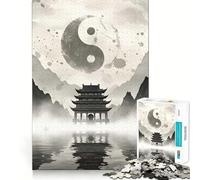 Yin Yang Temple Landscape 1000 Piece Teenager Puzzles Cognitive Boost Fun Tight Lock No Loose Pieces Engaging Way to Pass Free Hours (38x52cm)