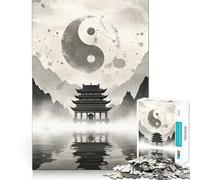 Yin Yang Temple Landscape Adult Jigsaw1000 Pieces Cognitive Boost Game No Gap Tight Fitting Design Birthday Gift Brain Teaser Toy (50x75cm)