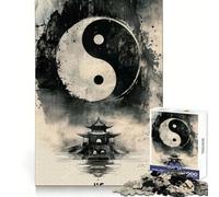 Yin Yang Temple Puzzle for Teenagers 1000 Pieces Brain Teasing Soothing Hobby Solid Lock Thoughtful Gift (50x75cm)