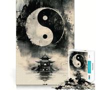 Yin Yang Temple Teenagers 1000 Pieces Puzzle Memory Fun Game Clean Cut Sturdy Components Portable Travel Friendly Fun Game (38x52cm)