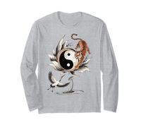 Yin Yang Tiger Crane Balance Lotus Nature Symbol Art Long Sleeve T-Shirt