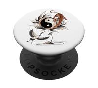 Yin Yang Tiger Crane Balance Lotus Nature Symbol Art PopSockets Adhesive PopGrip