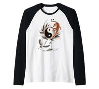Yin Yang Tiger Crane Balance Lotus Nature Symbol Art Raglan Baseball Tee