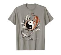 Yin Yang Tiger Crane Balance Lotus Nature Symbol Art T-Shirt