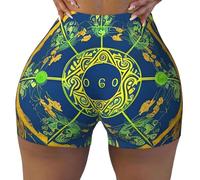 Yin Yang Totem Print Women's High Waist Workout Shorts - for Sports Athletic Yoga Biker Running Gym Stretch Shorts, Black, XL