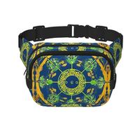 Yin Yang Totem Square Double Layer Waist Bag Belt - Fanny Pack Purse with Adjustable Strap for Running, Travel, Hiking, Black, One Size, Black, One Size