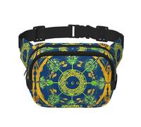 Yin Yang Totem Square Double-Layer Waist Bag for Outdoor Activities Such as Sports, Travel, Hiking, Cycling