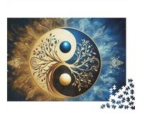 Yin Yang Tree 1000 Piece Jigsaw Puzzle Paper for Adults Night Day Energy Puzzle Game for Family Relax Decor 52x38cm/1000pcs