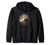 Yin Yang Tree Spiritual Balance Nature Art Night and Day Zip Hoodie