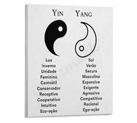 Yin Yang Unity Poster The Interconnectedness of All Things Canvas Wall-Art for Mindfulness Room Holistic Center Wall(Framed,16x24inch(40x60cm))