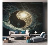 Yin Yang Wallpaper - Japanese Black and White Wall Mural - Wall Murals for Living Room Bedroom - Photo Wallpaper & Home Decor Art - 400 x 280 cm A-1777