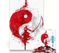 Yin Yang Warrior Woman Digital Art 1000 Piece Jigsaw Puzzles Memory Train Fun Smooth Burr Free Surface Entertaining Challenge for Spare Time (50x75cm)