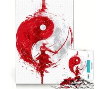 Yin Yang Warrior Woman Digital Art 1000 Piece Puzzle For Teenagers Mind Skill Play Laser Cut for Flawless Fit Relaxing Indoor Group Activity (38x52cm)