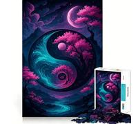 Yin Yang with Cherry Blossoms Jigsaw 1000 Pieces for Adults Memory Fun Game Expert Cutting Craftsmanship Relaxing Indoor Group Activity (50x75cm)
