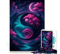 Yin Yang with Cherry Blossoms Teenagers 1000 Pieces Puzzle Memory Fun Game Clean Cut Sturdy Components Portable Travel Friendly Fun Game (38x52cm)